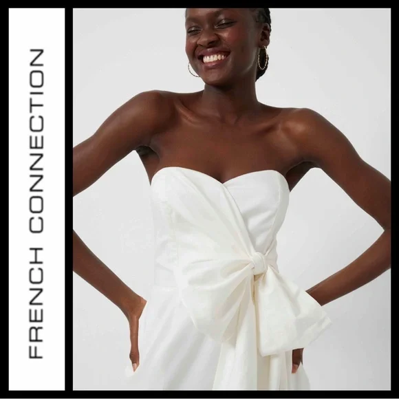 NWT French Connection Florida Bow Strapless Mini Dress~Summer White - Picture 3 of 9